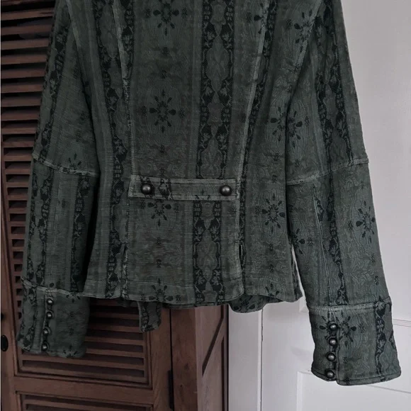 Free People Olive Green Embroidered Military Jacket - Picture 2 of 5